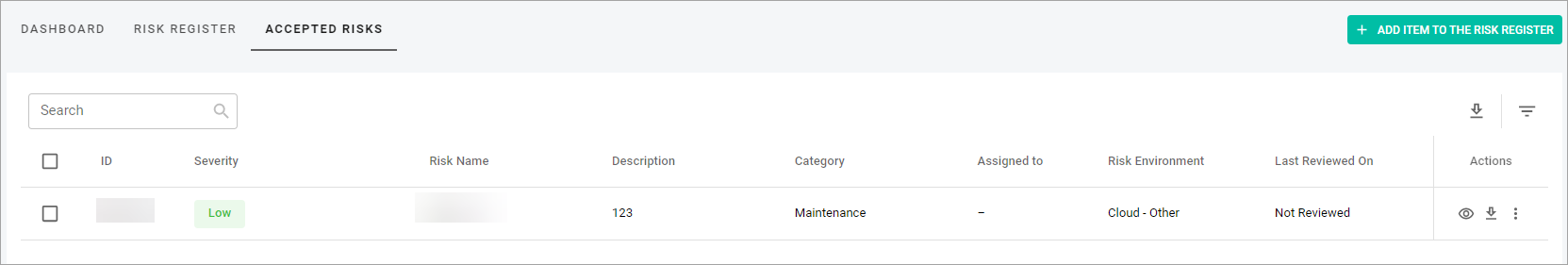 Accepted Risks Tab